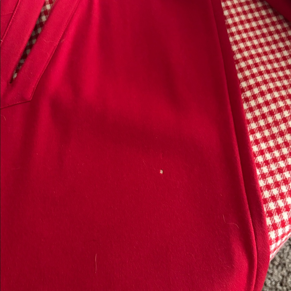 Bill Atkinson glen of Michigan wool red poncho jacket red and white checkered - Picture 5 of 5